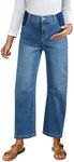 BLENCOT Womens Maternity Elastic High Waisted Wide Leg Jeans P704 Blue 2XL