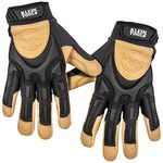 Klein Tools 60188 Work Gloves, Professional Grade Leather Gloves with Knuckle and Finger Protection, Thumb Reinforcement, Mesh Back, Large