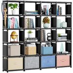 Mavivegue Book Shelf, 20 Cube Storage Organizer, DIY Bookcase, Metal Cube Bookshelf,Tall Book case for Bedroom, Living Room,Office,Closet Storage Organizer, Black Cubicle Storage Rack