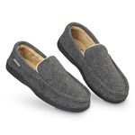 DUNLOP Moccasins Slippers Men Loafers Faux Fur Slippers Rubber Sole Memory Foam House Slippers Indoor Shoes Gifts For Men (Charcoal, 10 UK)