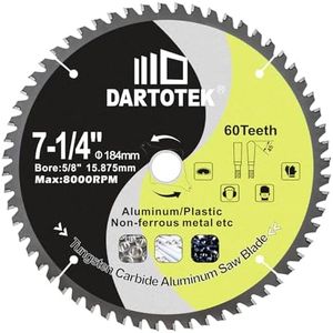 7-1/4"/184mm Aluminum Cutting Disc,Circular Saw Blade 60T TCG Teeth,TCT Cut Off Wheel for Aluminum,Plastic with 5/8" Arbor for Circular saws, Miter saws, Table saws
