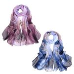 Floral Print Chiffon Scarf - Womens Fashion Scarfs Lightweight Head Scarf Sunscreen Scarves Shawls Wrap For Women