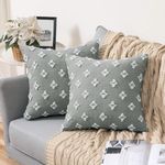 MIULEE Set of 2 Decorative Throw Pillow Covers Rhombic Jacquard Pillowcase Soft Square Cushion Case for Couch Sofa Bed Bedroom Living Room, 16x16 Inch, Light Grey