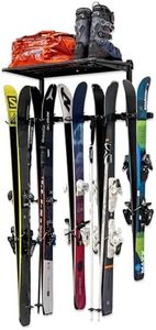 StoreYourBoard Ski Storage Rack and Wall Shelf, Holds 5 Pairs of Skis and Poles, Supports 300 lbs, 46 in x 13.75 in x 16 in