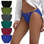 INNERSY Women's High Cut Bikini Underwear Stretchy Cotton Panties Sexy String 6-Pack(Dark Vintage,Medium)