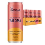 Recess Zero Proof Craft Mocktails, Alcohol Free Drinks, With Adaptogens, Non-Alcoholic Beverage Replacement, Mixer, Celebration, Party, (Grapefruit "Paloma", 12oz, Pack of 12)