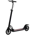 Soozier Foldable Kick Scooter for Teens Adult Kids with Adjustable Handlebar Heights from 36.25" to 43.5", 8" Big Solid Wheels, 220lbs Capacity, Shock Absorption System, for 14+ (Black)