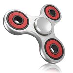 Vofolen Fidget Spinner Fidget Toy Stainless Steel Metal Bearing High Speed 3-6 Min Spins Hand Spinner Fidget Toys EDC ADHD Anxiety Stress Relief Tri Finger Fidget Spinners Toy for Kids Adults-Silver