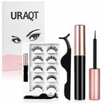 URAQT Magnetic Eyelashes with Eyeliner Kit, 5 Pairs Natural Look False Eyelashes with Applicator, Waterproof Eyeliner Reusable Fake Lashes for Makeup Eyelashes Extension