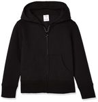 Amazon Essentials Girls' Fleece Zip-Up Hoodie Sweatshirt, Black, 8 Years