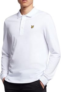 Lyle & Scott Polo Shirt for Men, Long Sleeve Polo Shirt, Cotton Polo Long Sleeve, 626 White, XL