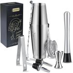 Boston Cocktail Shaker Set|8pcs Cocktail Making Set Stainless Steel 700/600mlShakers|Bartender Kit Bar Tool Set with Strainer, Pourers, Muddler, Double Jigger, Mixing Spoon at Home & Bar Gift Set