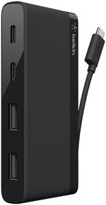 Belkin 4-Port USB C Hub - Ultra Portable Design - USB Type C Hub Docking Station with Two USB C & Two USB A Ports - USB Hub Connects Via USB C Cable - USB Adapter - No Pass-Through Charging