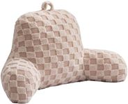 Aimuan Reading Pillow Checkered Bed Rest Wedge Backrest Checkerboard Pillow with Arms Back Support for Sitting Up in Bed Cushion Incline Rest Sleeping Snoring Pillow (Beige,Large)