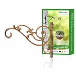 Sharpex Wall Mounted Metal Bracket | Decorative Wall Hook Plant Hanger for Hanging Pots, Bird Feeders, Flower Baskets, Planters, Lanterns, Lamps, and Wind Chimes for Indoor/Outdoor Use (Gold, 2 Pc)