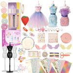 Fanbusa DIY Fashion Design Kit - Kids Sewing, Creative Learning Handmade Toys Art for 6,7,8,9,10-12 Years Old Girls Includes 3 Mannequins, Gift for Teenage Girls