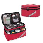 Trunab Small Medical Bag Empty, Medicine Travel Storage Bag for Emergency Medical Kits, Red (Empty Bag), Patented Design