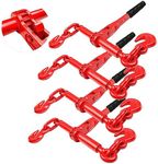 YATOINTO Ratchet Chain Binders 3/8'' - 1/2‘’ - 4 Pack Load Binder with 2 Grab Hooks - Tie Downs for Grade 70 Transport Chain - 9,200 Lbs. Safe Working Load - Heavy Duty Ratchet Binders for Towing