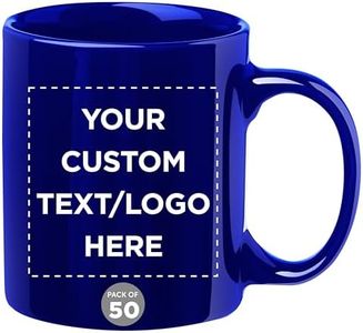 Custom Ceramic Coffee Mugs 11 oz. Set of 50, Personalized Bulk Pack - Coffee cup set, Iced coffee cup, Gaming mug - Cobalt Blue
