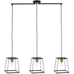 National Lighting Pendant Light Fitting - 3-Lamp Ceiling Pendant with Matt Black & Matt Gold Paint Finish - Height Adjustable Pendant Lights for Kitchen or Dining - 3 x 10W LED E27 (Required)