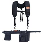 Perkins Builder Brothers Essential Tool Belt Set With Suspenders, Ideal for Framers, Carpenters and Contractors, Large Size, Black