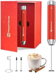 Maestri House Wiederaufladbarer Milchaufschäumer mit stufenloser Geschwindigkeitsregelung, Hand-Milchaufschäumer mit wasserdichtem, abnehmbarem Schneebesen Weihnachtsmann Rot (Geschenkbox)