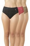 Van Heusen Women Hipster Panty - 100% Super Combed Cotton - Pack Of 3 - Anti Bacterial, No Marks Waistband, Moisture Wicking, Full Coverage, Multicolor, Medium