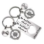 LParkin No Matter What No Matter Where Keychain Best Friend Long Distance Friendship Relationship Gift Polished Finish Set of 2 (no Matter What no Matter Where Keychain)