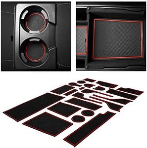 CupHolderHero fits Ford Fusion Accessories 2017-2020 Premium Custom Interior Non-Slip Anti Dust Cup Holder Inserts, Center Console Liner Mats, Door Pocket Liners 22pc Set (Red Trim)