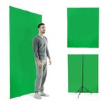 [Upgraded] Green Screen with Stand，Heorryn 2x1.5M Greenscreen Chromakey Background with Photography Support Stand Kit for Photoshoot Stream Gaming Photo Video Recording