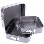 Jazooli Non-Stick Baking Set, 3 Pieces Square Springform Cake Tins for Baking Brownies, Cheesecake, Gateaux, and Pie, 24/26 / 28 cm Cake Pan and Baking Trays