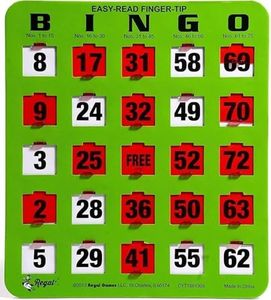 Regal Games - Shutter Slide Bingo Cards Only - 8” x 9” - 5-Ply Green Cardstock - Easy to Read - No Duplicates - Red Sliding Windows - 25-Pack - Perfect for Large Groups, Bulk Purchasing