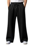 Imsa Moda Men’s Polycotton Loose Fit Track Pants | Comfortable Joggers with Elastic Waistband & Side Pockets | Casual & Gym Wear Lower for Men Black