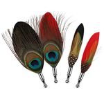 MWOOT Feather Brooch, 4Pcs Peacock Lapel Pins for Wedding Groom Suit, Men Vintage Corsage