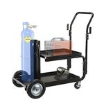 ONECHOI Welding Cart, MIG TIG ARC Welder Cart w/Upgraded Handle,Galvanized Casters,175lbs Capacity Portable Welding tank cart, 2-Tier Plasma Cutting Machine Cart, Small Running Gear with Cylinder Rack