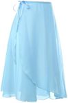 zffriction Women Ballet Skirt Long Sheer Dance Wrap Skirts Chiffon Skirts with Adjustable Waist Tie for Adult Girls (UK, Alpha, One Size, Regular, Regular, Blue)