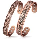 Lymph Drainage Magnetic Copper Bracelet: Magnetic Bracelets for Women Men, Magnetic Lymph Detox Bracelets with 6 Magnets - Jewelry Gift Set for Couples