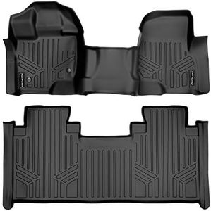 SMARTLINER Custom Fit Floor Mats 2 Row Liner Set Black for 2015-2020 Ford F-150 SuperCab with 1st Row Bench Seat