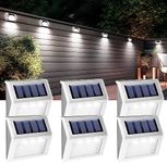 GIGALUMI 6 Pack Solar Step Lights,3 LED Solar Stair Lights Outdoor LED Deck Lighting Stainless Steel Waterproof Led Solar Lights for Step,Stairs,Pathway,Walkway,Garden-(Cold White)
