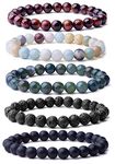 WRCXSTONE Natural 8mm Gorgeous Semi-Precious Gemstones Healing Crystal Stretch Beaded Bracelet Unisex, 8mm, 宝石, Agate