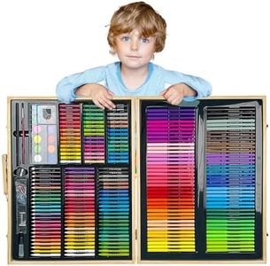 KINSPORY 239PC Art Set for Kids with Sketch Book, Coloring Art Kit, Wooden Drawing Art Supplies Case, Markers Crayon Colour Pencils for Budding Artists Kids Teens Boys Girls 4 5 6 7 8 9 10 11 12