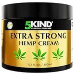 5kind Extra Strong Hemp Cream 300ml - High Strength Hemp Oil and Arnica Cream - For Massaging Joints & Muscles, Lower Back, Feet, Knees, Neck & Shoulders - Rich in Natural Ingredients