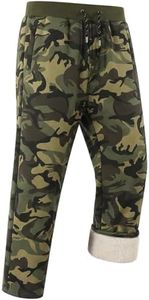 Gihuo Men's Winter Warm Fleece Pants Sherpa Fleece Lined Jogger Pants Sweatpant Athletic Running Straight Cuff Pants(GreenCamo-M)