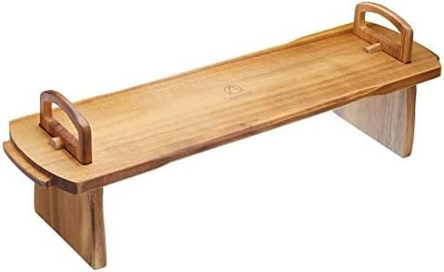 Artesa Bandeja de Madera Elevada, Diseño Rústico de Madera de Acacia, Plegable para Almacenamiento Plano, 52 x 15 x 17 cm