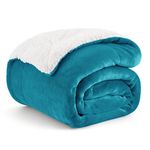 Bedsure Sherpa Fleece Throw Blanket for Couch - Thick and Warm Blankets, Soft and Fuzzy Throw Blanket for Sofa, Teal, 50x60 Inches