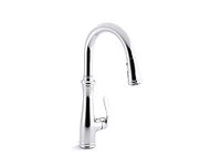 Kohler K-560-CP Bellera Pull-Down Kitchen Faucet, Polished Chrome, Single-Hole or Three-Hole Install, Single Handle, 3-Function Spray Head, Sweep Spray and Docking Spray Head Technology