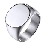 GoldChic Jewelry Signet Ring Custom,Stainless Steel Smooth Polished Blank Oval Signet Bold Statement Ring for Women/Men