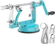 Apple Peeler Corer, Long lasting Chrome Cast Magnesium Alloy Apple Peeler Slicer Corer with Stainless Steel Blades and Powerful Suction Base for Apples and Potato(Blue)