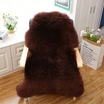 Altlue Real Natural Sheepskin Rugs Genuine Fur Rug Full Sheepskin Rug Authentic Sheepskin Throw Sheepskin Seat Covers for Chairs Sheepskin Seat Pad Cushion Brown (70X100cm)