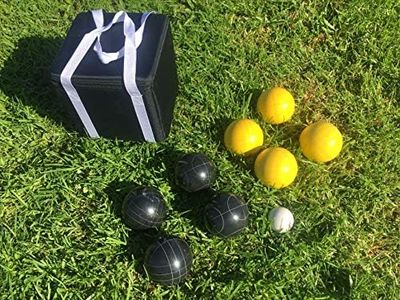 BuyBocceBalls (22 of 28) Unique Bocce Sets - 107mm with Black and Yellow Balls, Black Bag